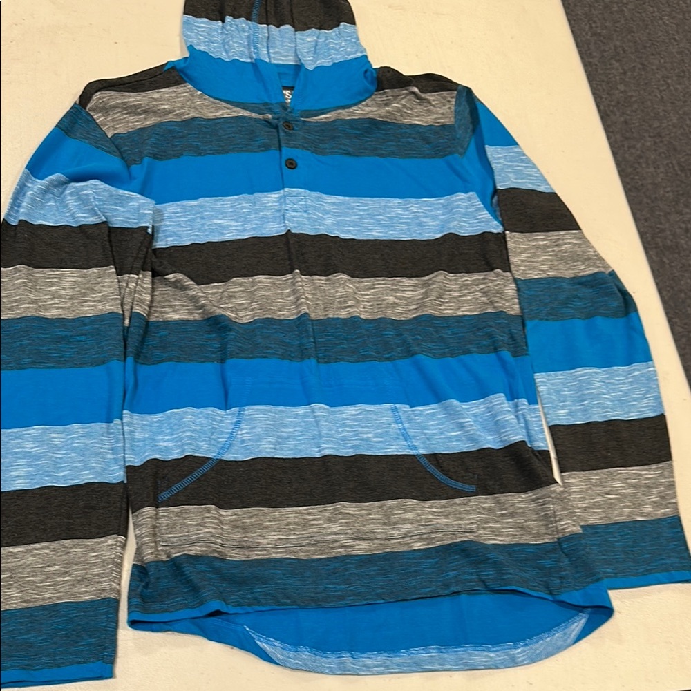 Striped Long Sleeve Kids Tee - Blue and Gray